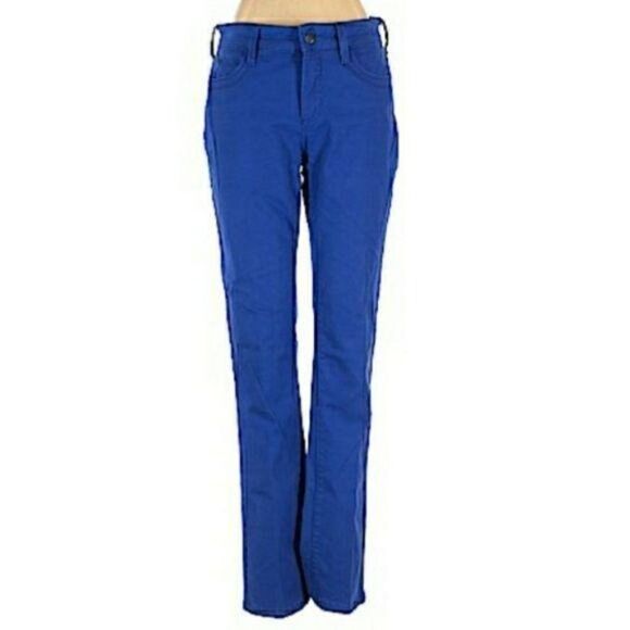 NYDJ Jeans Samantha Slim Fit Colored Blue Mid Rise Straight Leg Lift Tuck Sz 2P - Picture 5 of 12